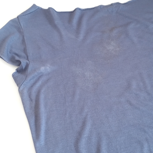 Dusty Blue Distressed T-shirt with Stud Peace Sign - Picture 5 of 7